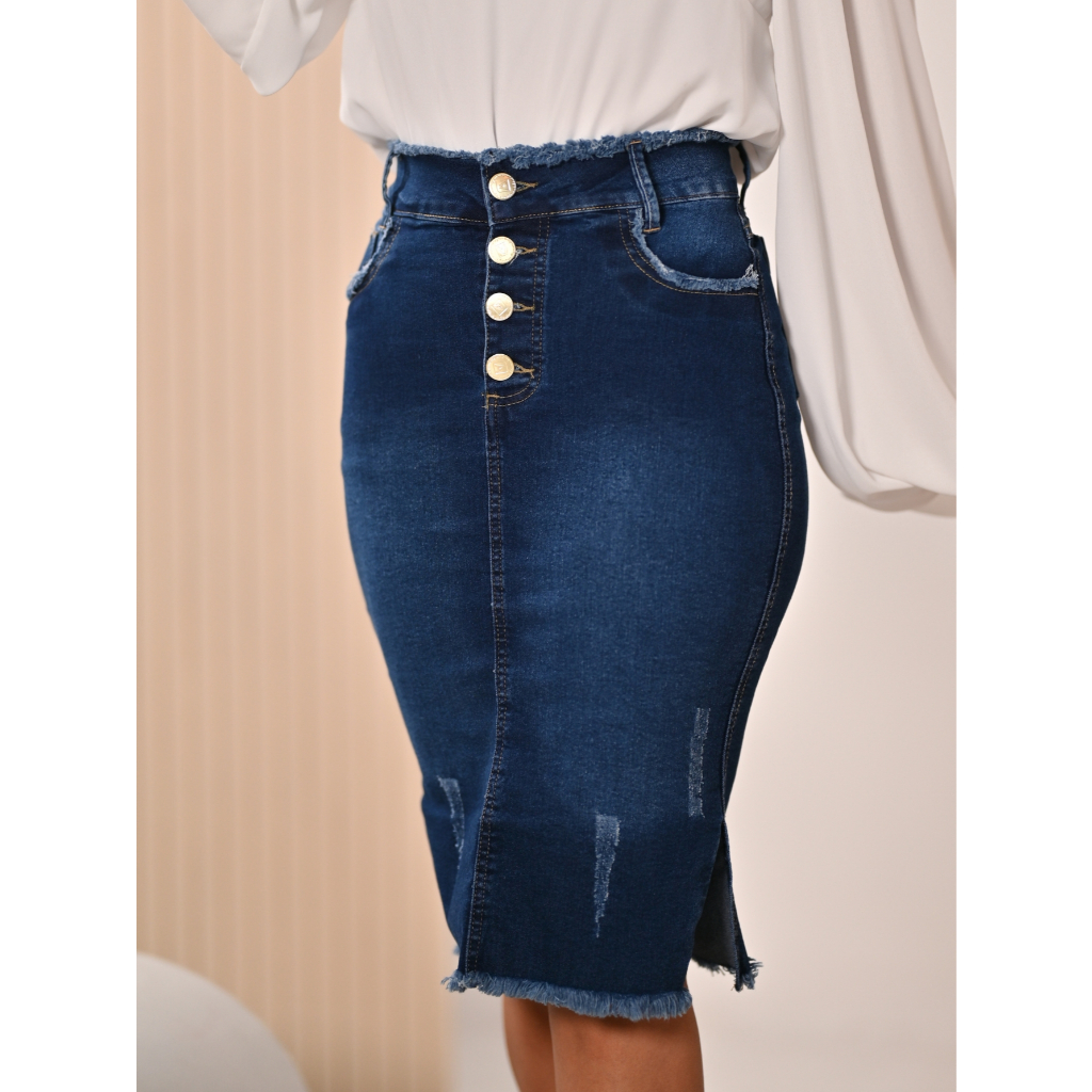 Saia Jeans Vista e Cos Desfiados Evangelica Anagrom