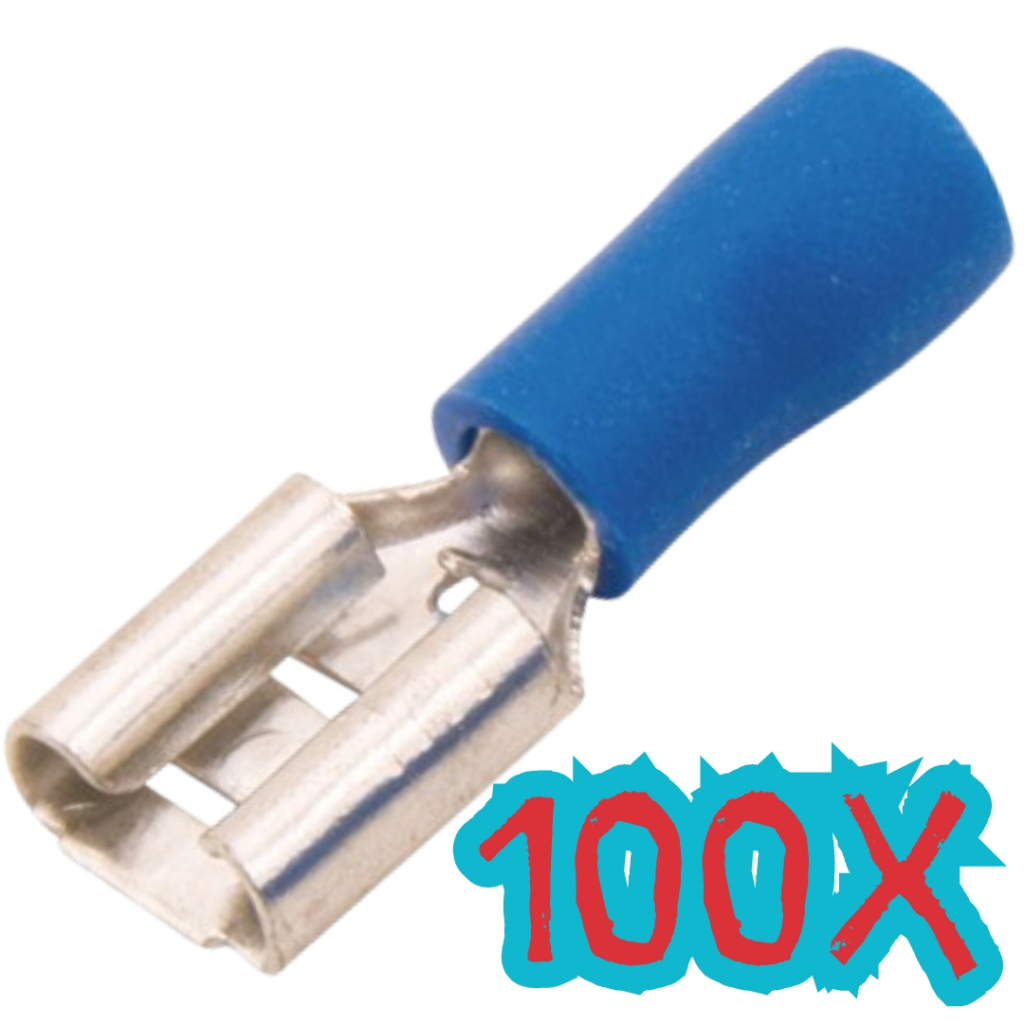 100X Terminal Pre Isolado Femea 2,5mm Azul Fdd2-250 (Pacote C/ 100pçs)