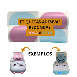 Etiqueta Adesiva Para Mini Impressora Gatinho - 4 Rolos (2 Rolos Rosas e 2 Rolos Azuis) em Oferta na Shopee