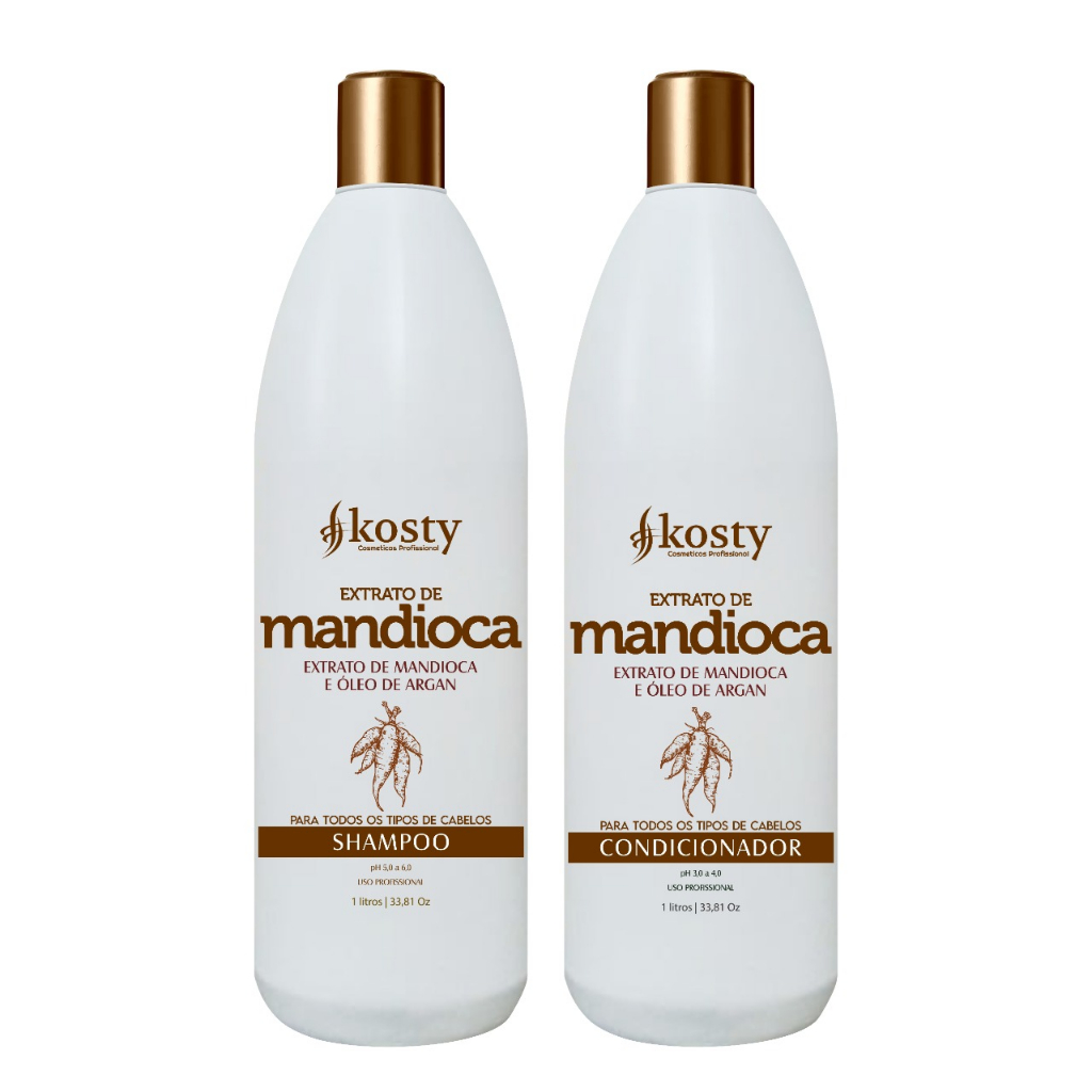 kit de mandioca shampoo 1l e condicionador 1l kosty profissional lavatório