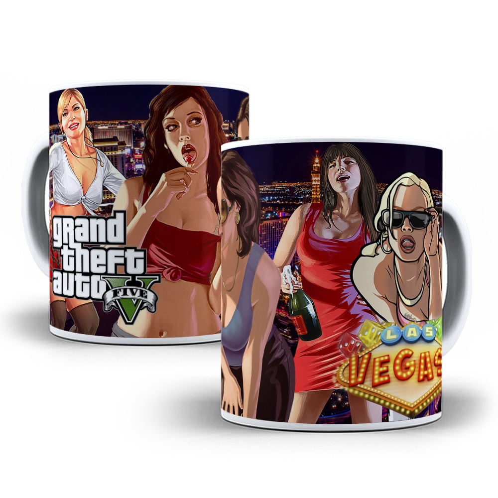 Caneca Personalizada Jogo GTA V 5 Cinco Las Vegas Porcelana ou Polimero Presente Aniversario HD 568