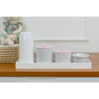 Kit Higiene Bebê Moderno Porcelana Poá Rosa Cinza Menino Menina Quarto Térmica K078 em Oferta na Shopee