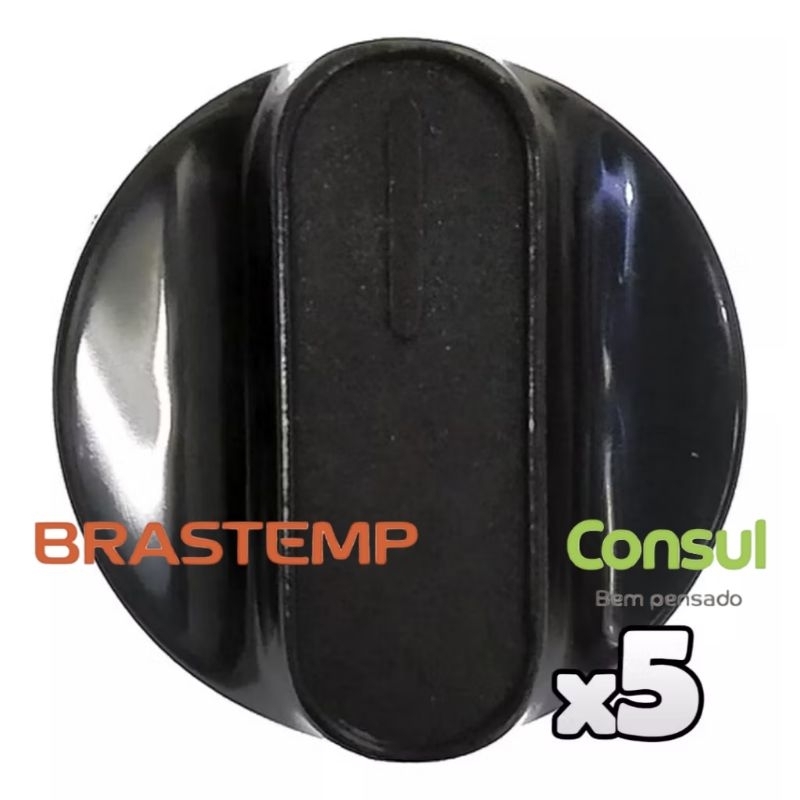 Jogo 5 Botões Brastemp Consul Clean Ative Fogão Forno Preto Qualidade Compatível Envio Rápido Hoje SP