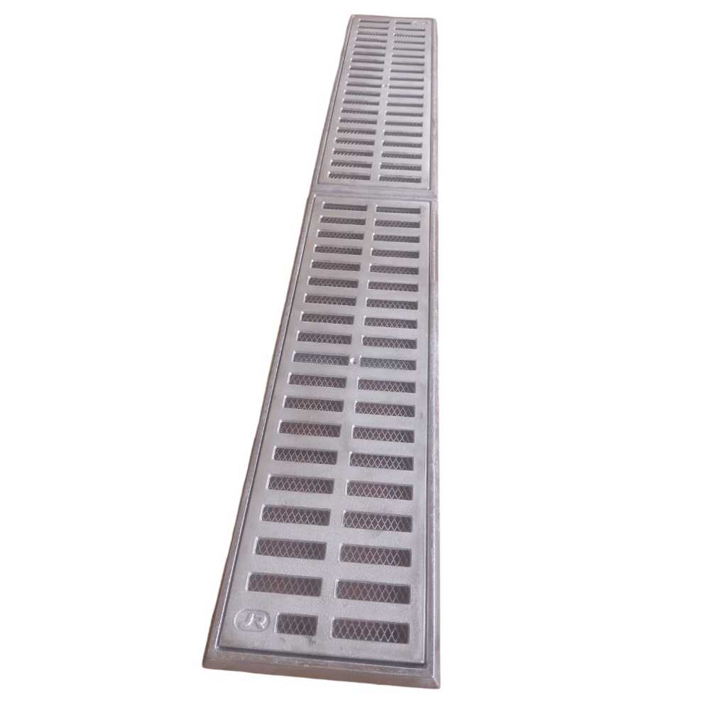 ralo linear com tela anti inseto 15x100cm com tela anti inseto contendo duas grelhas de 15x50cm