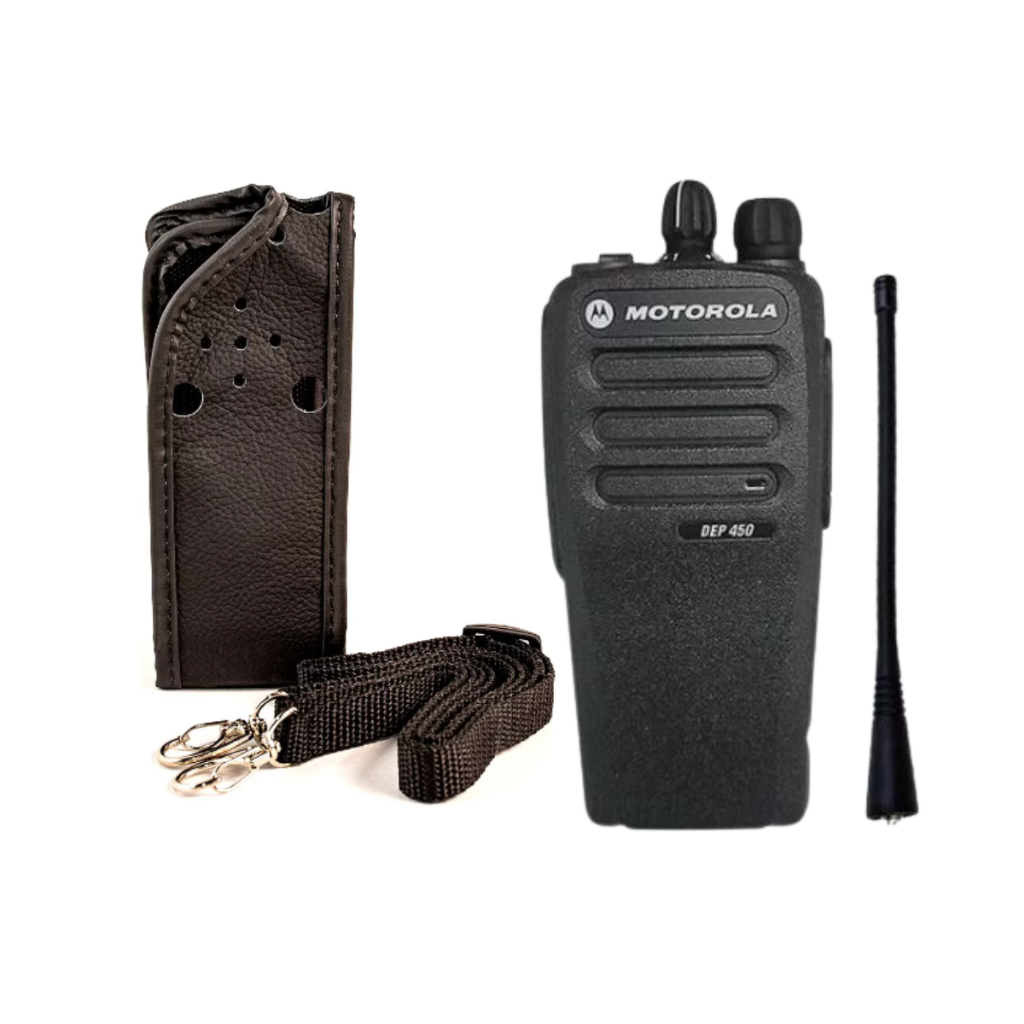 KIT com 3 Capas De Couro Para  Radio Motorola Modelos Ep/dep 450  + 3 Alças Regulável