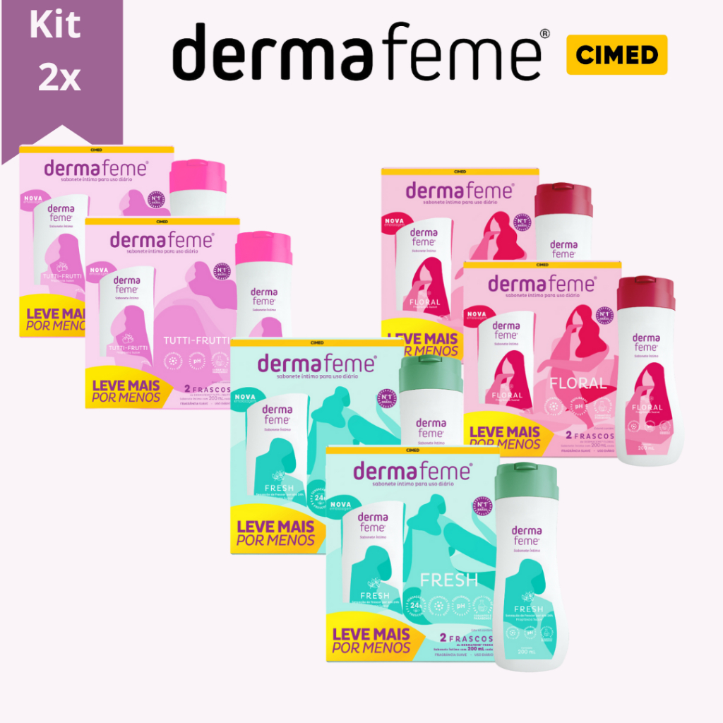 2x Kit Sabonete Líquido Íntimo Dermafeme com 2 unidades de 200ml
