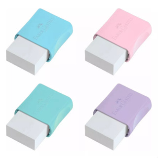 Kit 4 Borrachas Com Capa Faber-Castell Tom Pastel Azul Rosa Verde Roxo Ou Branca Capa Vermelha em Oferta na Shopee