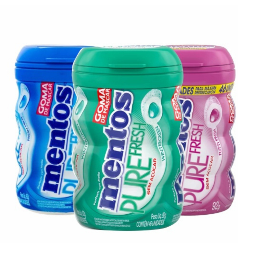3 Sabores Goma De Mascar Sem Açúcar Mentos Big Curve 92g