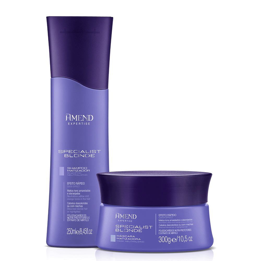 Amend Kit Matizador Specialist Blonde Shampoo 250ml + Máscara 300g em Oferta na Shopee