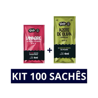 Kit Sachês Azeite de Oliva + Vinagre  50 sachês de cada. em Oferta na Shopee