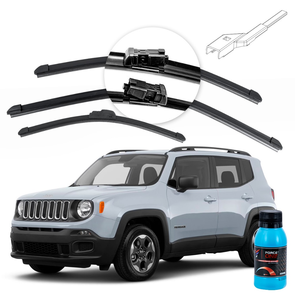 Limpador de Parabrisa Jeep Renegade (Gancho) ano 15 a  Hybrid Dianteira e Traseira em Oferta na Shopee