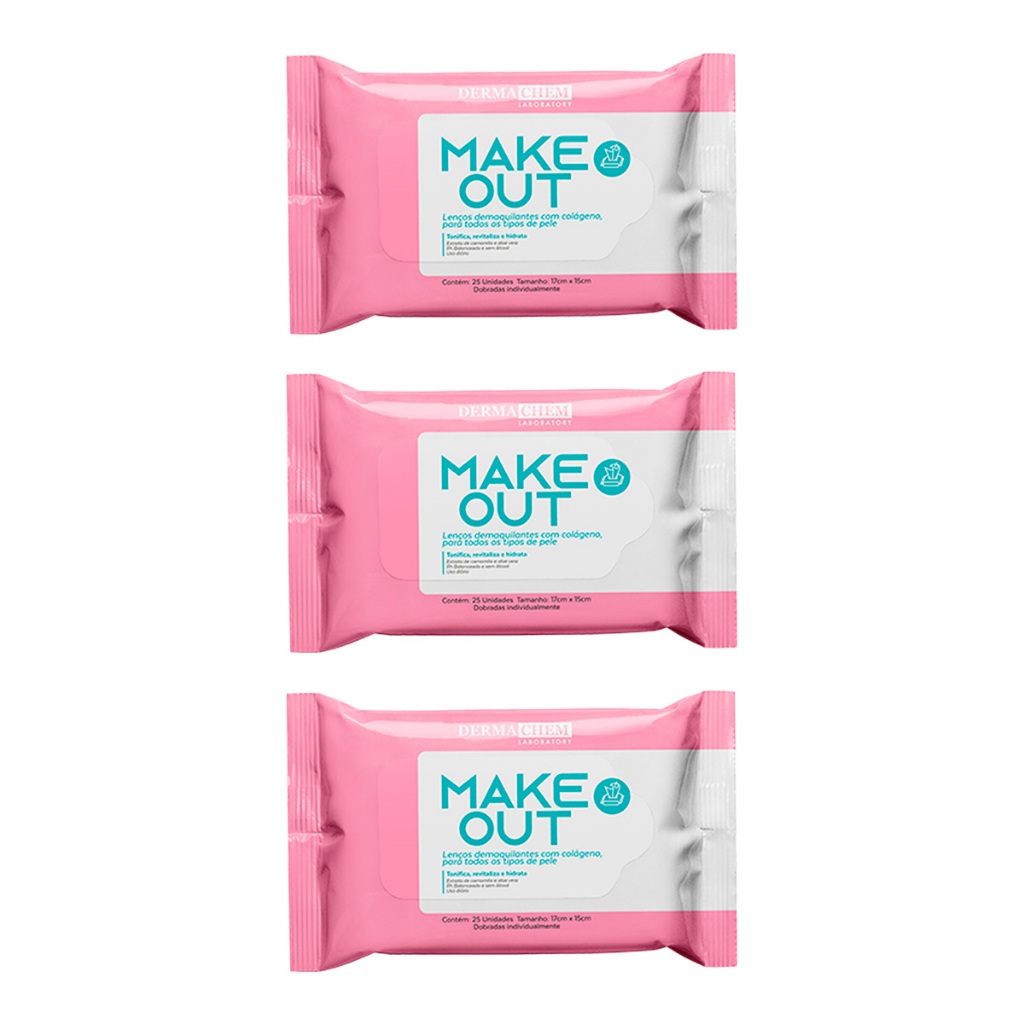 Dermachem Kit 3un Lenço Demaquilante Make Out - 25un cada