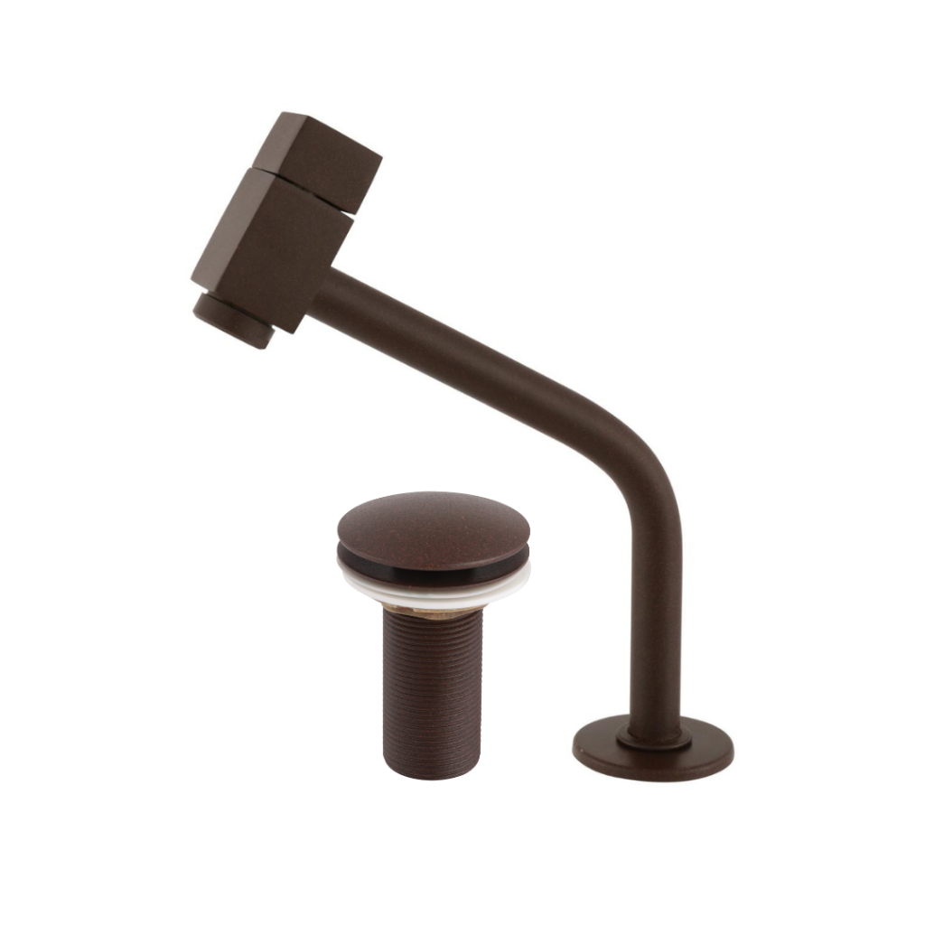 Kit Torneira Link Bancada Baixa Quadrit 45º+ Válvula Click Lavatório 7/8 Corten