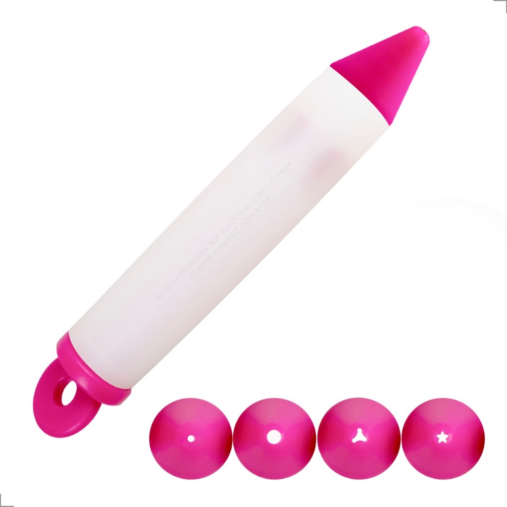 Caneta Decoradora Confeitaria Em Silicone Bolos Cupcakes 4 Bicos