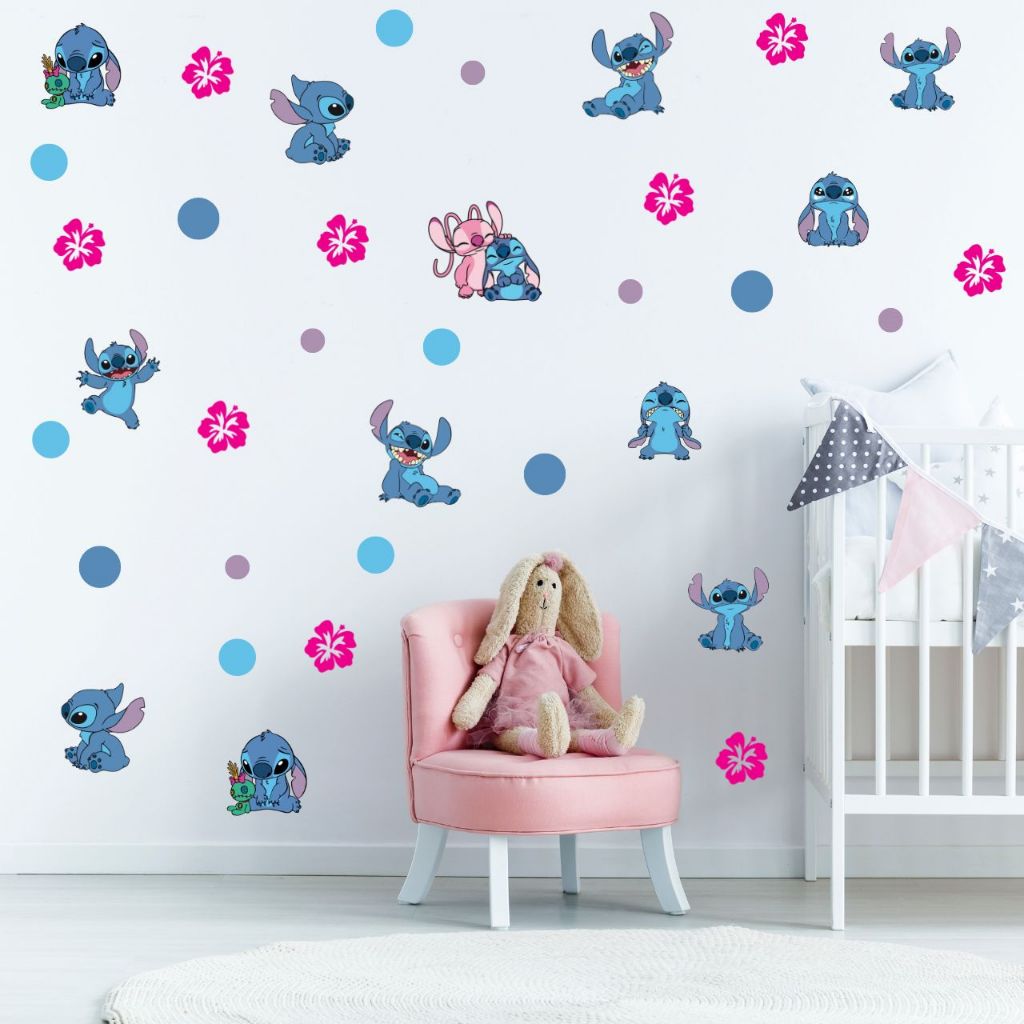 Decoração de Parede Quarto Infantil Papel de Parede Adesivo de Parede Stitch Stit Lilo em Oferta na Shopee