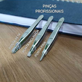 KIT DE PINÇAS 3  DEPILATÓRIAS PROFISSIONAIS PONTA RETA, CHANFRADA E FINA em Oferta na Shopee