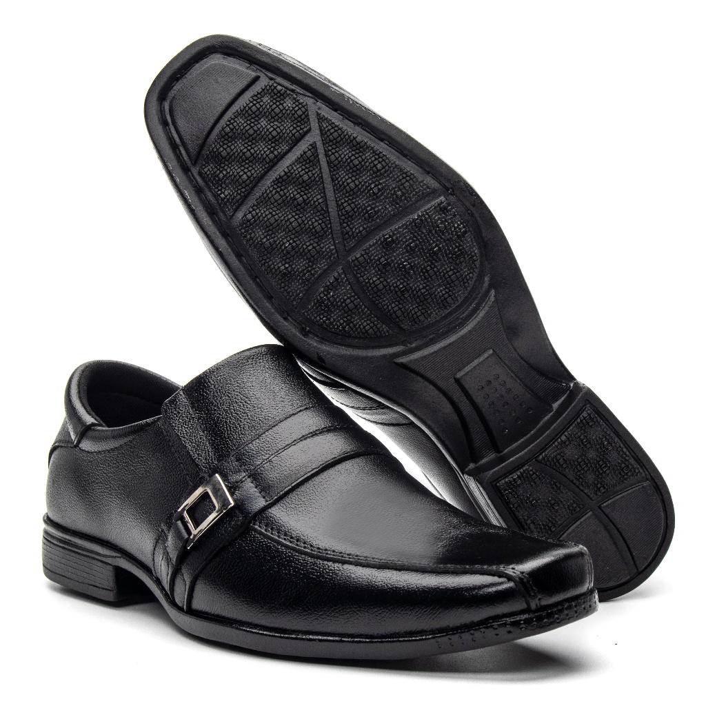 Sapato Social Fivela Sapato Social Preto Brilhante Bico Fino