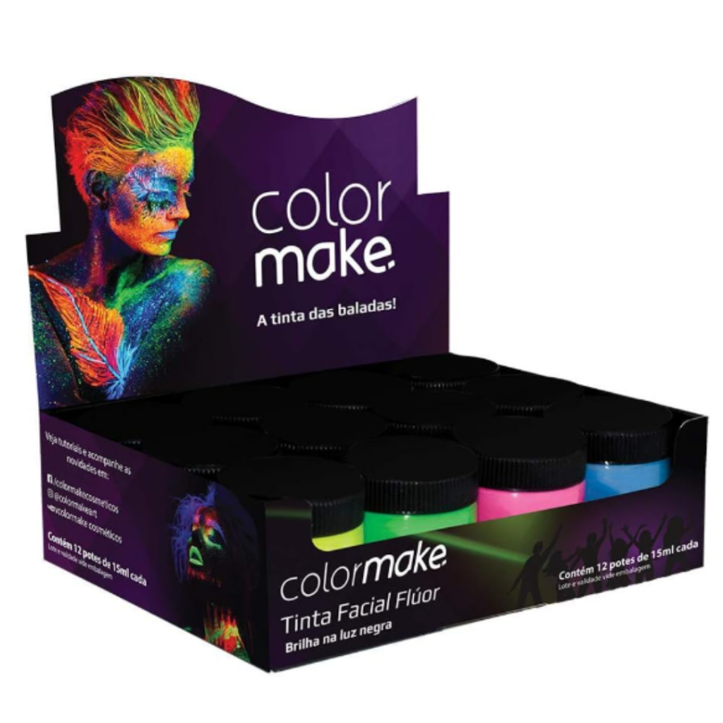Tinta Líquida Facial Fluorescente C/12 Unid Neon