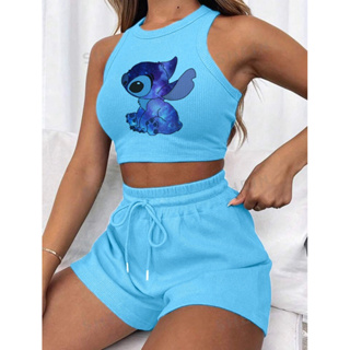 Conjunto cropped e short canelado 3D Feminino em Oferta na Shopee