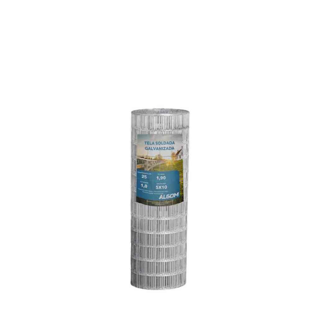 Tela Soldada Galvanizada Malha 5x10 1.0Mx25M FIO 1,90mm BWG 15 Algom - Home & Living