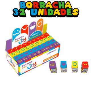 Borrachas Cubo Decorada Joy Caixa C/32 Und Leo&Leo em Oferta na Shopee