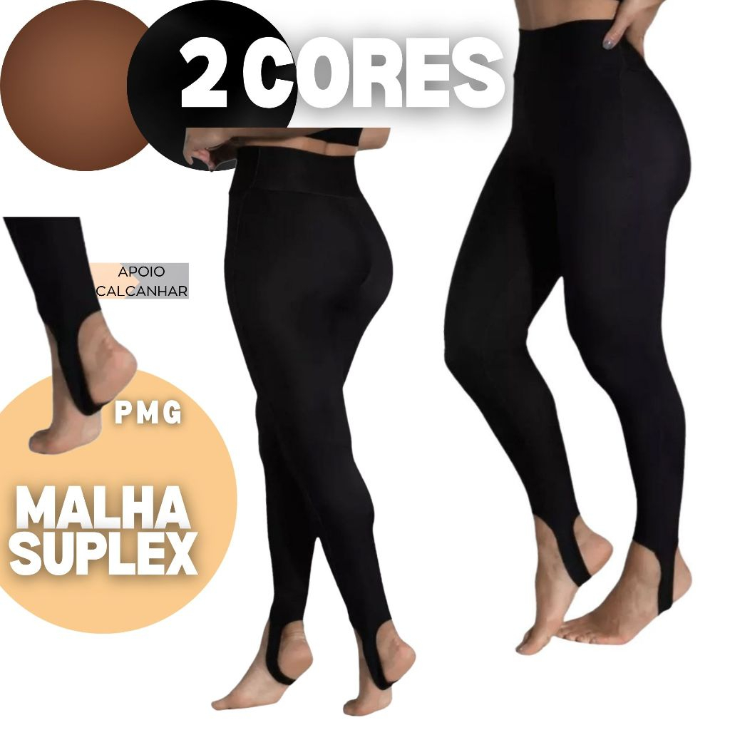 Calça Legging Feminina Cintura Alta Com Pezinho Fitness Modeladora Tecido Felpado