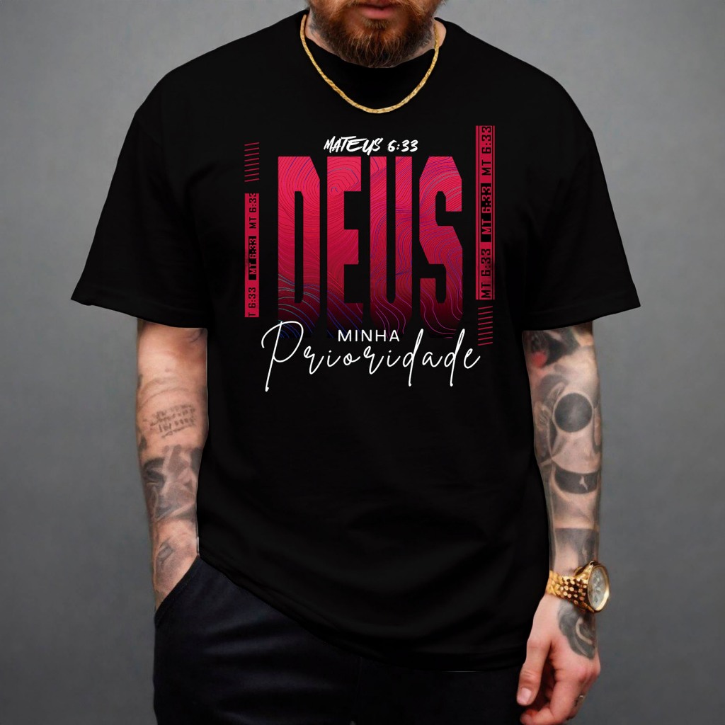Camiseta Masculina Moda Evangélica Deus Prioridade Jesus Vive Blessed Camisa 100% Algodão em Oferta na Shopee