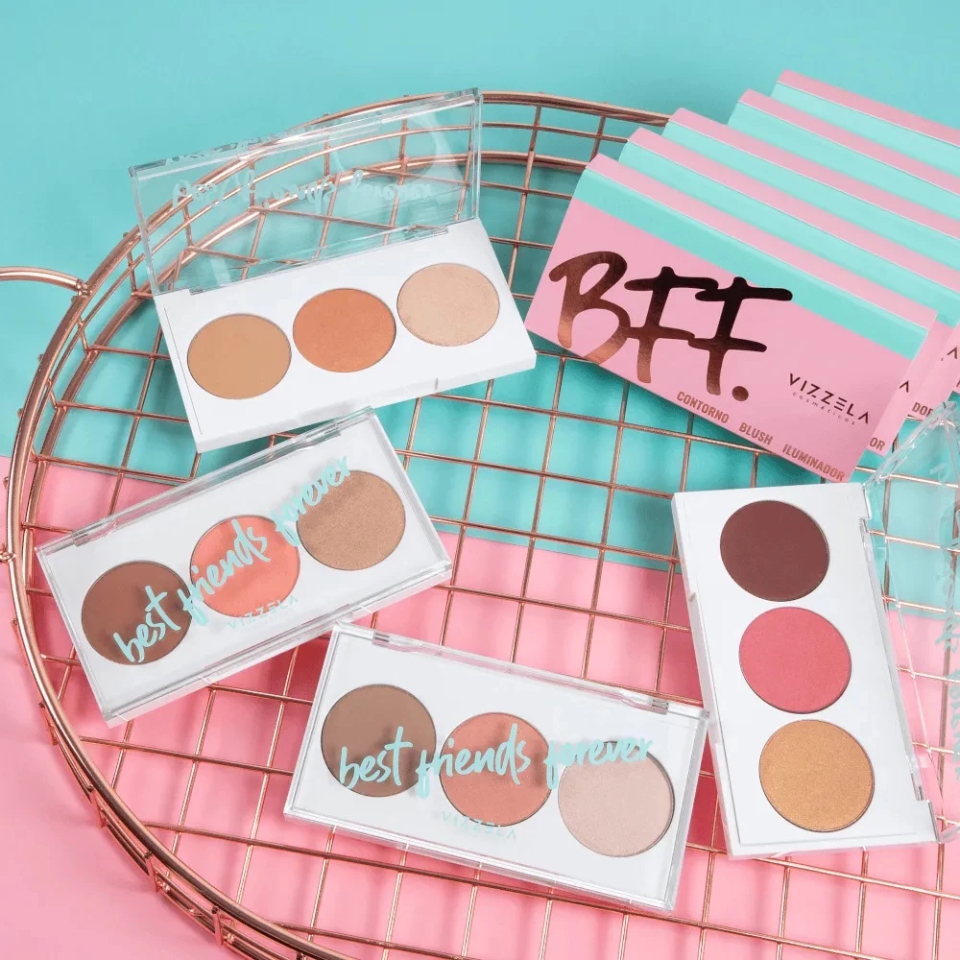 Vizzela Trio Paleta de Contorno BFF (Contorno, Blush e Iluminador) em Oferta na Shopee