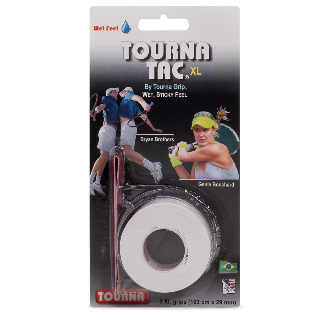 Overgrip Grip Unique Tourna Tac XL Branco Para Raquetes de Tênis, Beach Tennis, Padel - 3 Unidades