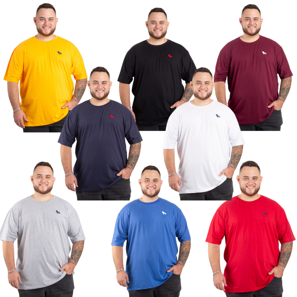 kit 5 camisetas gola redondo careca plus size g1 g2 g3 100 % algodao em Oferta na Shopee