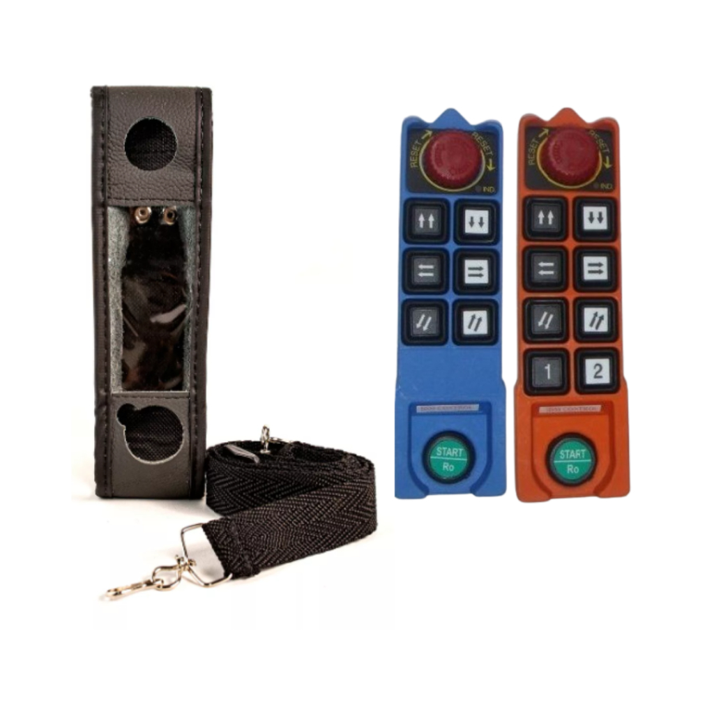 Kit Com 2 Capas De Couro Para Controle Ponte Rolante Saga L8/10 De Couro Com Alça