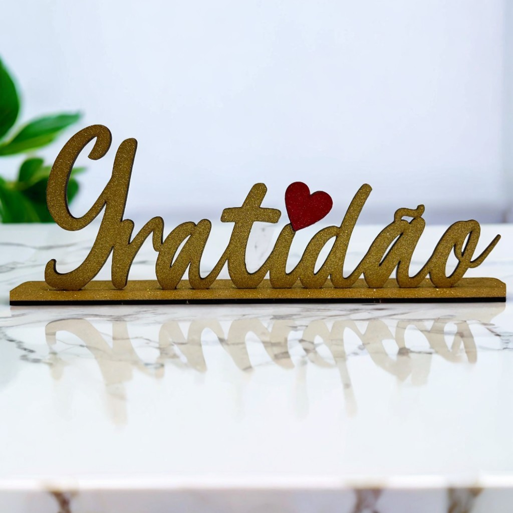 Placa Decorativa Gratidão Com Base Para Mesa Estante Decoração Casa