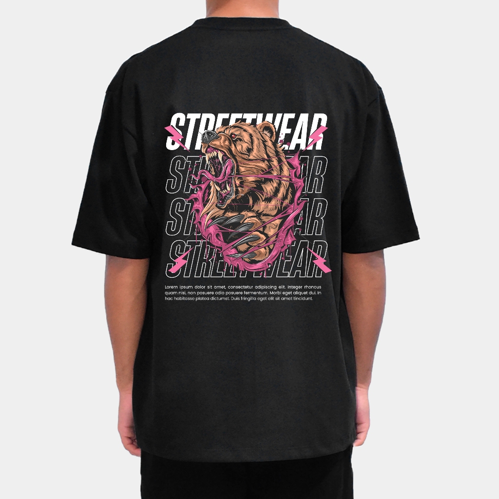 Camiseta Algodão Oversized Estampa Costas Camisa Masculina Feminina Preta Academia Academia