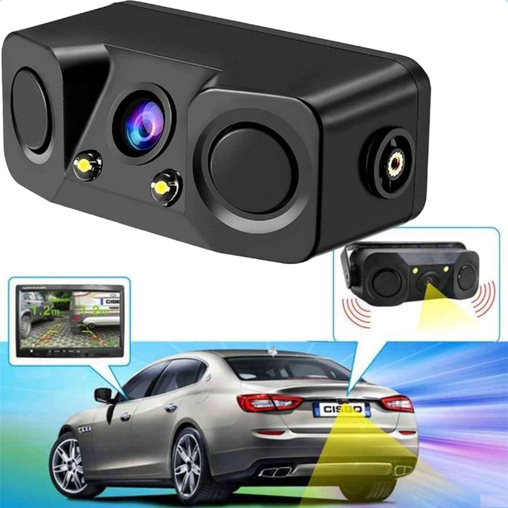 Câmera De Ré Com 2 Sensores Estacionamento Infravermelho Bip SENSOR DE RÉ  + camera noturna com Led em Oferta na Shopee