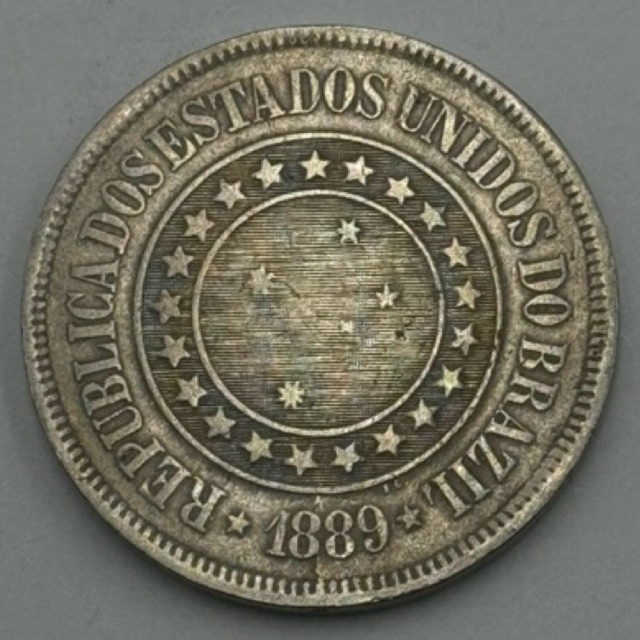 moeda 200 réis república 1889 cupro níquel (c121)
