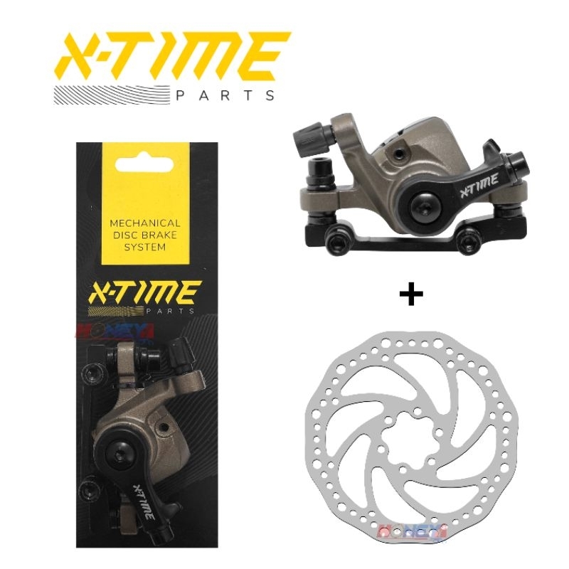 Pinça de Freio A Disco Mecânico Bicicleta Bike Mtb Modelo Shimano Com Pastilhas e Disco X-Time