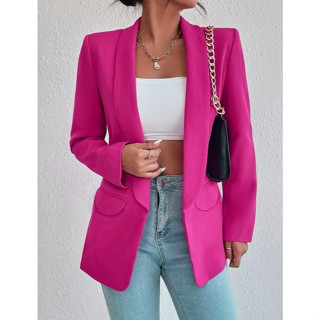 Max Blazer Feminino Alfaiataria Longo Social Elegante sem Botão