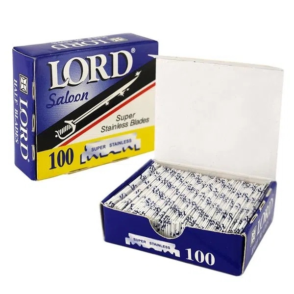 Lâmina Barbear LORD AZUL (meia) - 100 lâminas Navalha Cortada Aço Inox em Oferta na Shopee