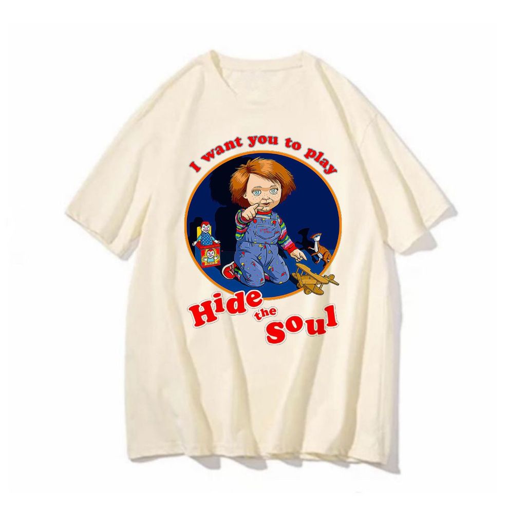 Camiseta Chukie Hide the Soul blusa feminina masculina unissex teror halloween personagem boneco do mal camisa divertida
