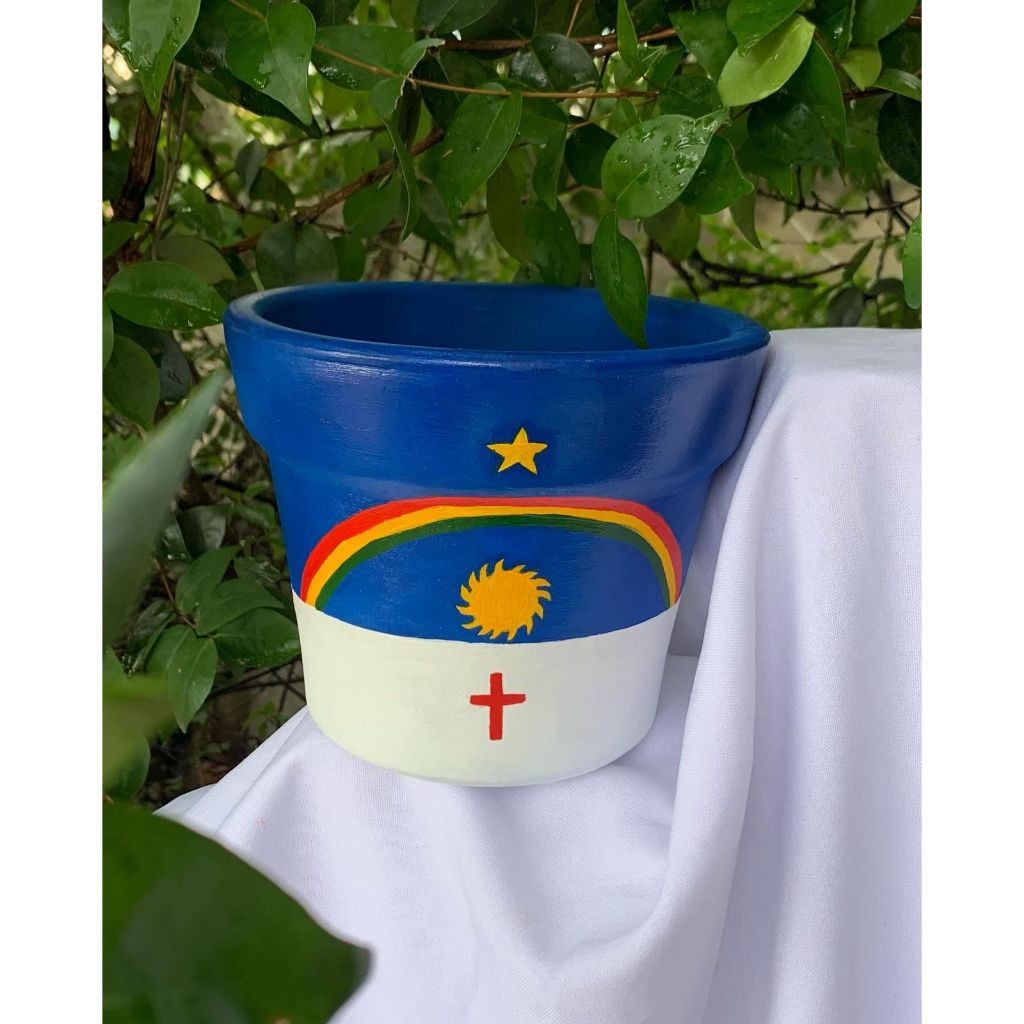 Vaso Bandeira de Pernambuco - Barro cerâmico / Crizantemo