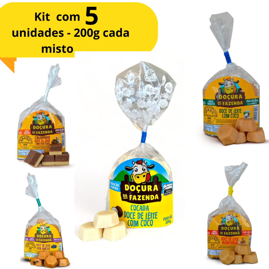 Kit Doce de Leite Doçura da fazenda 200g cada - c/4 unidades sabores diversos