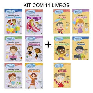 Kit 11 livros Aprenda em casa:  Exercitando a Escrita 6 livros + Matemática 5 livros reforço escolar em Oferta na Shopee