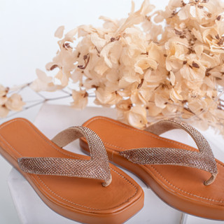 Chinelo FEMINIMO FLAT PLATAFORMA COM STRASS  Sandalia  Rasteirinha Glitter