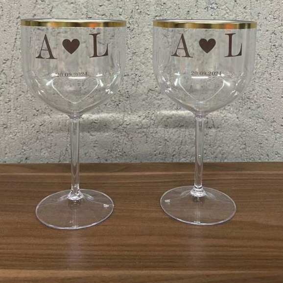 30 Taça Gin 450ml Transparente  com borda metalizada personalizadas em 1 lado em Oferta na Shopee