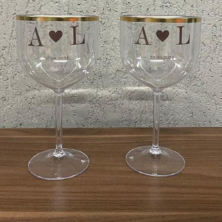 30 Taça Gin 450ml Transparente  com borda metalizada personalizadas em 1 lado em Oferta na Shopee