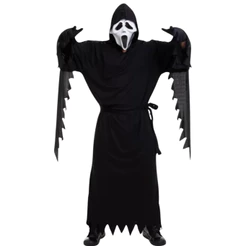 Fantasia Panico Morte Adulto Capa Mascara Festa Halloween