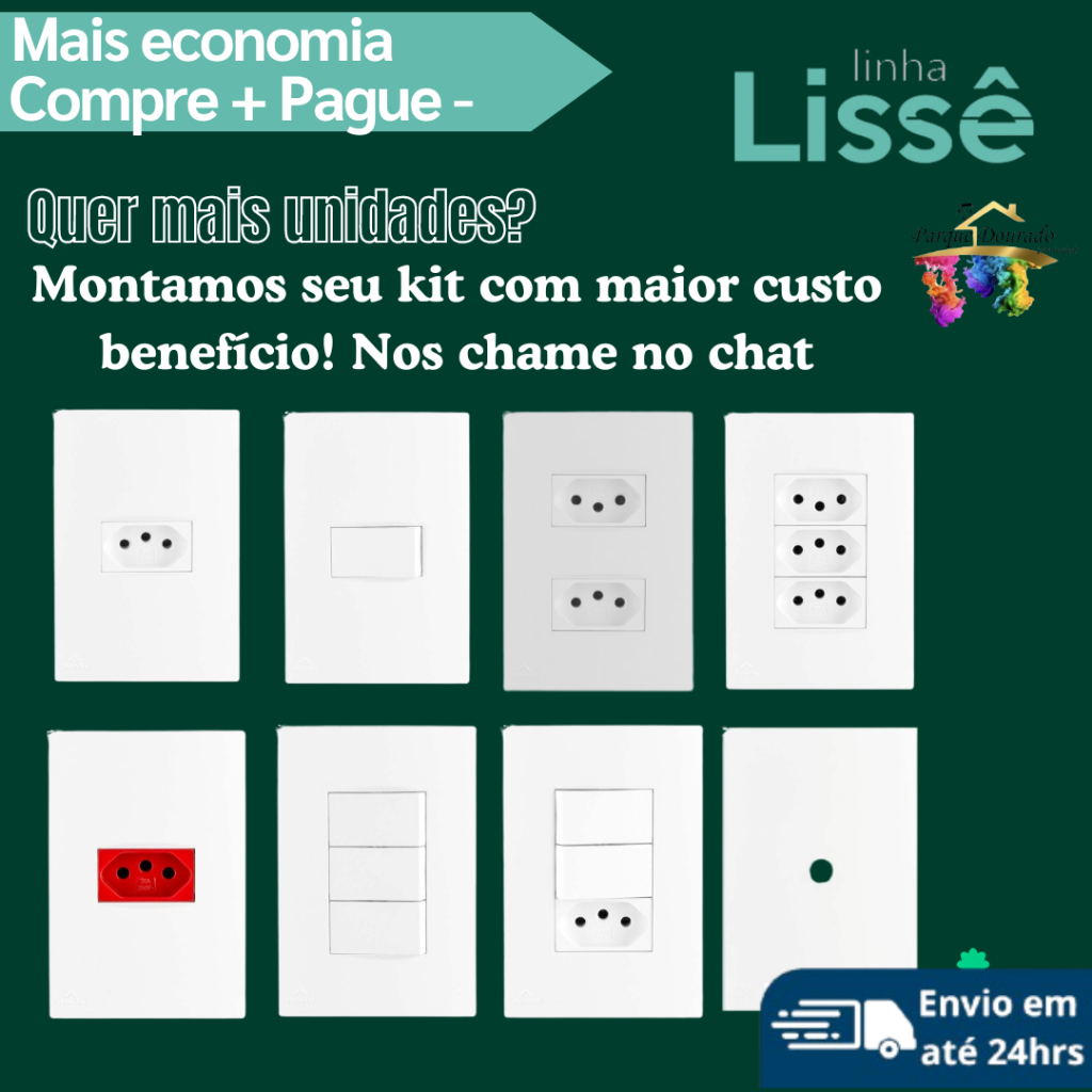 Interruptor, Apagador, Tomada 10A, Tomada 20A