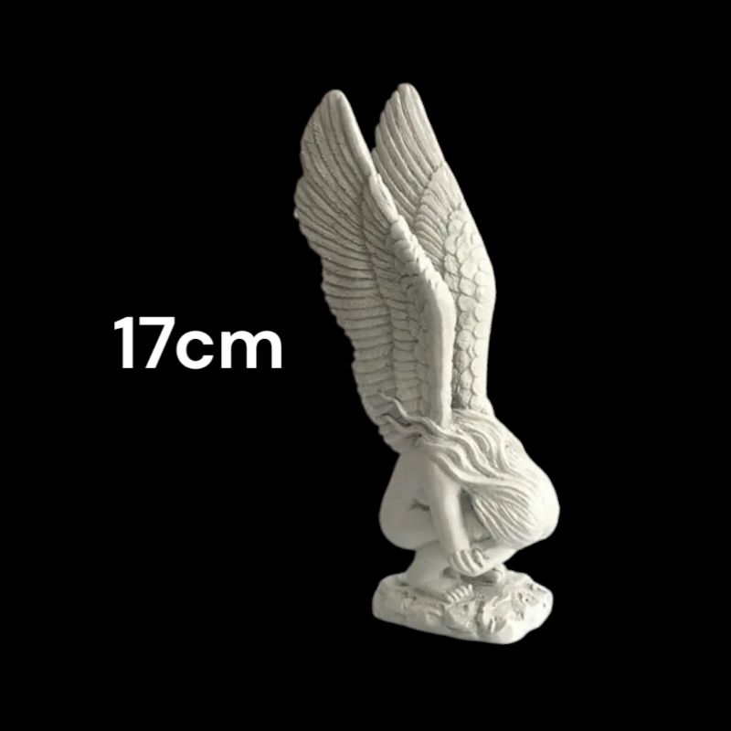 Escultura Anjo Decorativo 17cm em Gesso – Elegante, Delicado e moderno para Sala, Quarto e Decoração