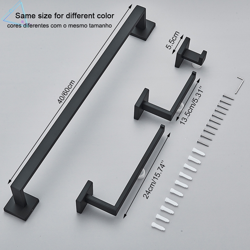 Kit Acessórios Para Banheiro Completo 4 Peças Inox 40/60cm Toalheiro De Banheiro Dourado Escovado