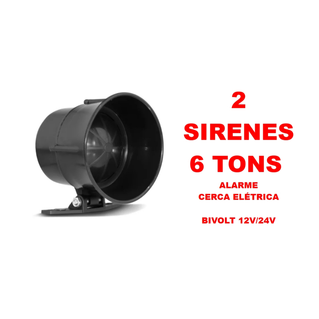 2 Sirene 6 tons 12v e 24v , alarmes automotivos, residenciais e cercas elétricas (só ligar no 12v ou 24v que toca)